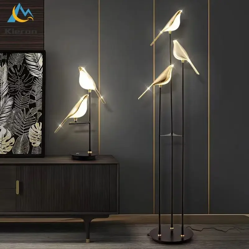 Nordic Minimalist Crow LED Floor Lamp Living Room Bedroom Dining Room Bedside Bird Table Lamp Room Decoration Magpie Floor Light