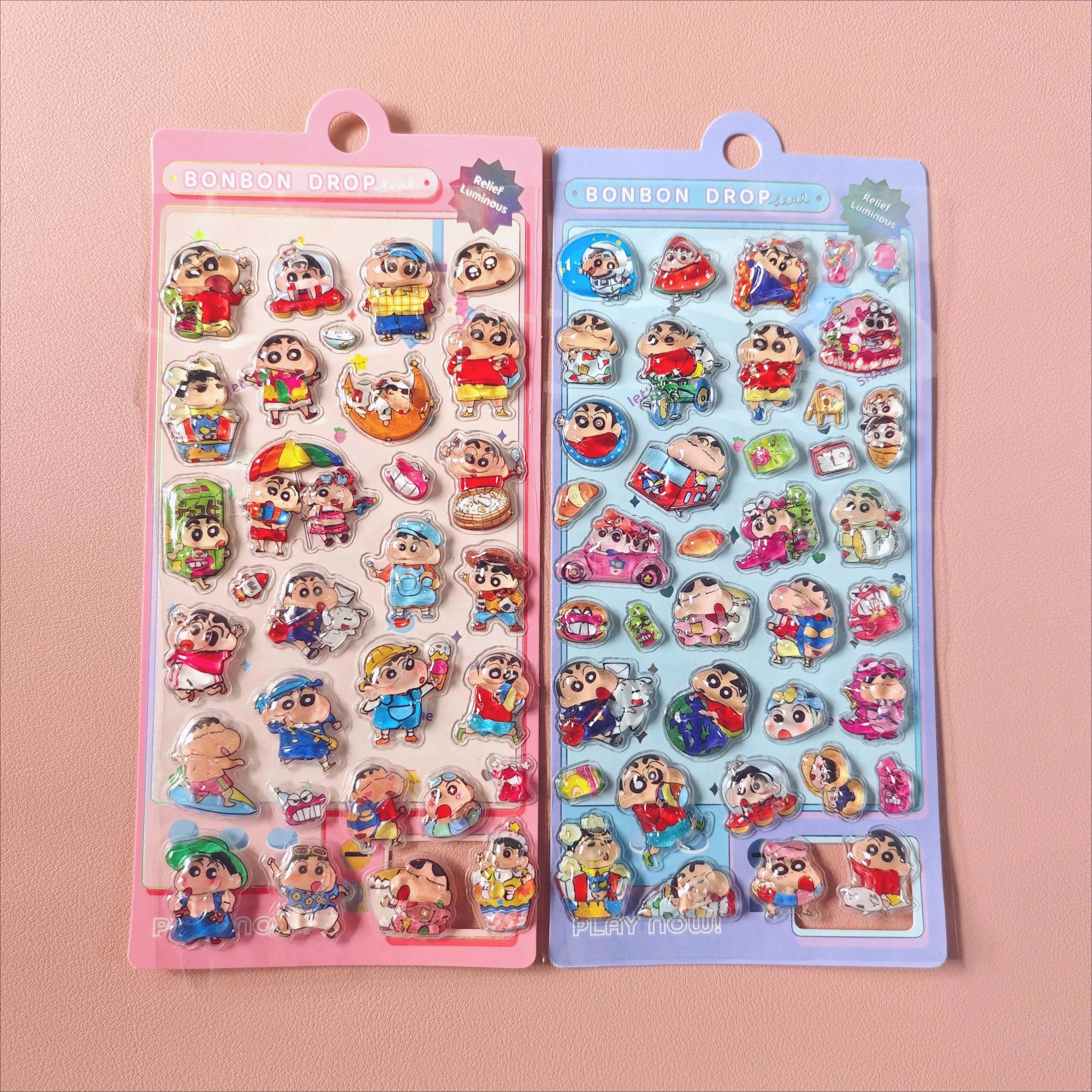 Kawaii تلوين شين تشان الكرتون 3D PET الإغاثة المياه ملصق لطيف DIY قضية الهاتف المحمول لاصقة تزيين