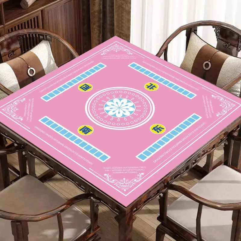 VIKAMA Square Mahjong Table Mat Chinese Traditional Pattern Non‑Slip Silent Foldable Game Pad for Home Party Desktop Decor