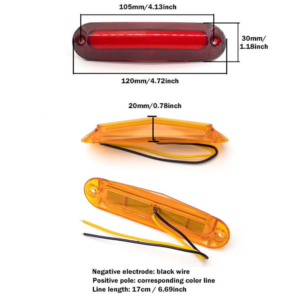 6x/10x 12V 24V LED Side Marker Lights 6 LED Light For Trailer Truck Lorry Orange White Red Indicator Lamp Auto Accessories