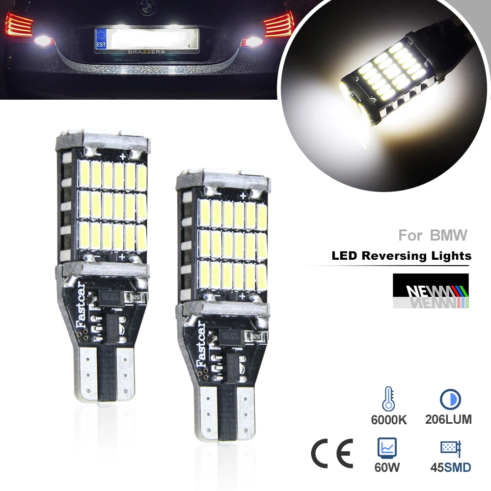 자동차 LED 백업 후방 램프, 2x Canbus T15 W16W LED 전구, 후진 조명, 4014SMD, BMW 5 시리즈 E60 E61 F10 F11 F07 미니 쿠퍼용