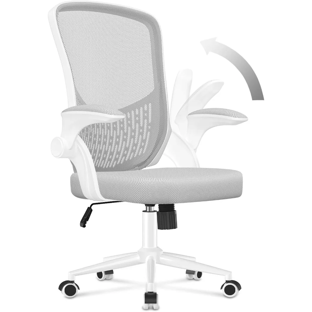 Silla de oficina ergonómica con soporte lumbar Diseño exclusivo, 90 °   Brazo abatible, tapicería de malla transpirable, 360 °   Escritorio giratorio Cha