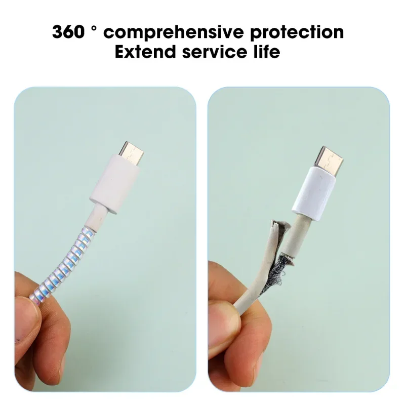 Protector de Cable de cargador en espiral, cuerda de protección de resorte antirotura para Cable de carga USB, bobinadora de datos de auriculares,