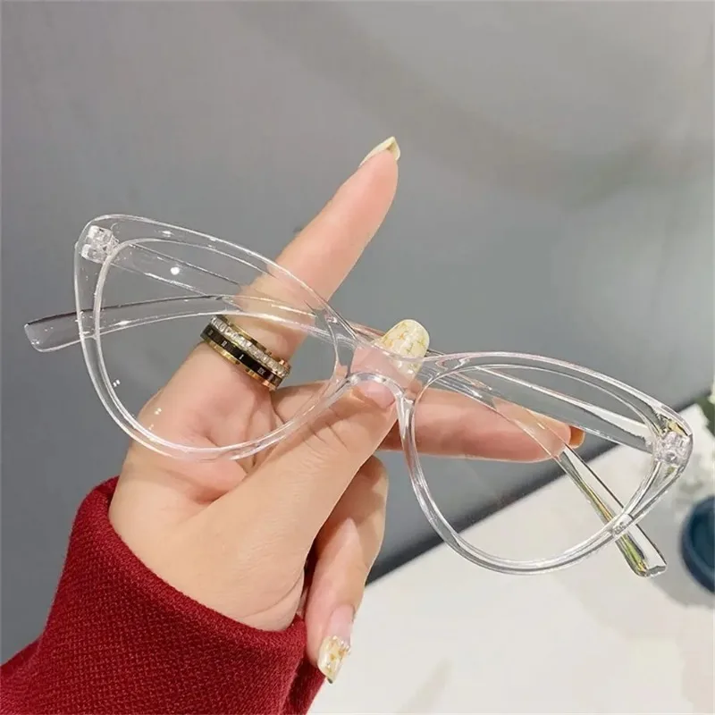 Transparent Women Anti Blue Rays Glasses Fashion Cat Eye Computer Goggles Big Frame Eyeglasses Blue Light Blocking Eyewear