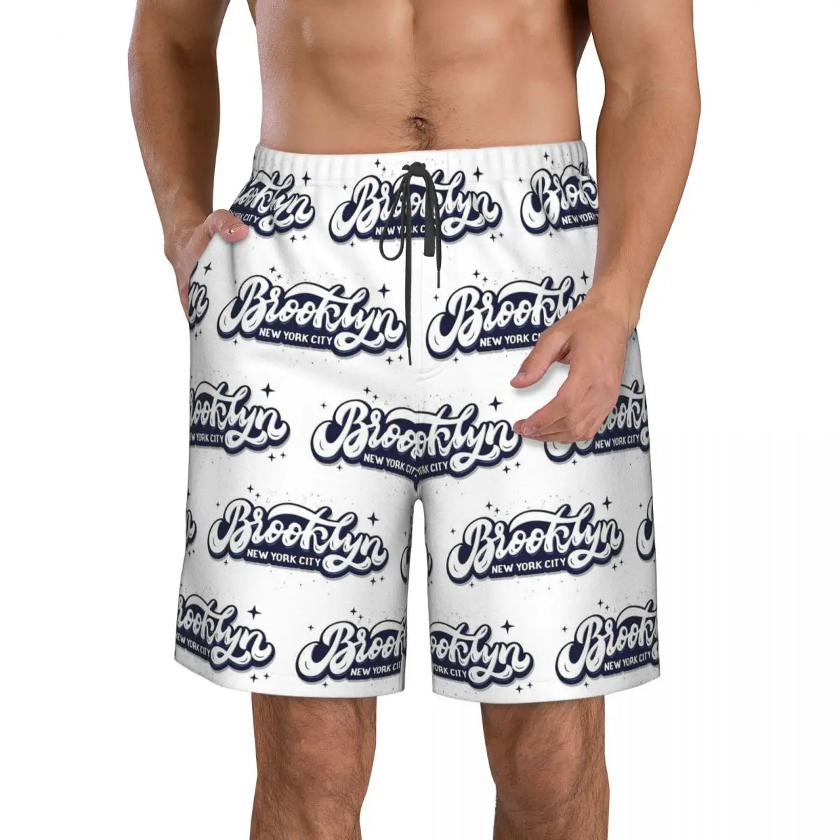 Brooklyn New York Trunks Beach Board Shorts Casual Quick Dry Swim Summer Men Pants
