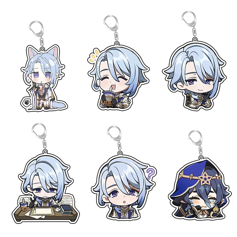 Genshin Impact Key Chain Ring Anime Figure Acrylic Cute Layka Kamizato Ayato Lyney Figurine Charm Customized Keychain Keyring