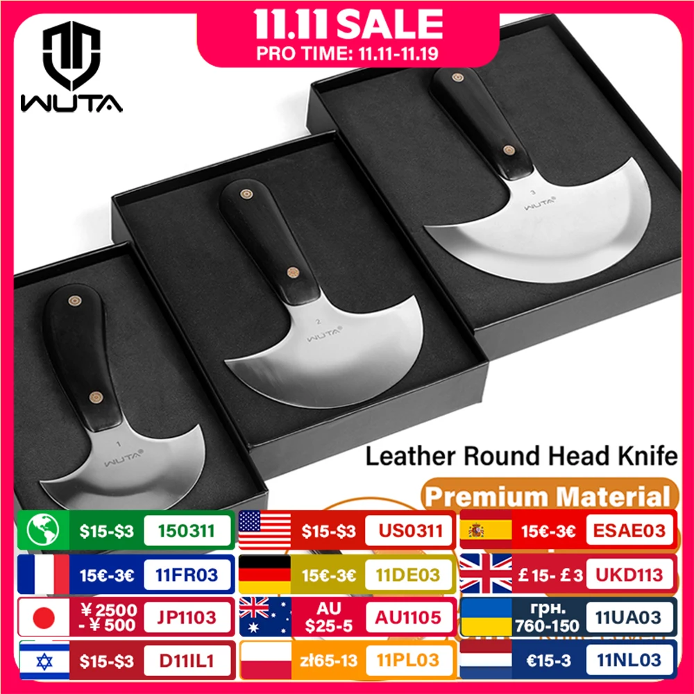 

WUTA Professional Leather Knife Ultra Sharp Round Head Craft Skiving Cutting Tools DIY Handmade Senior Leather Tools