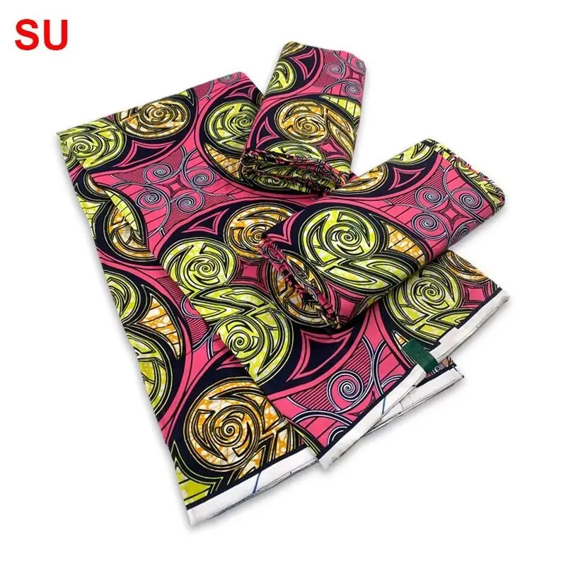 

100% Cotton African Wax Prints Fabric Wax Tissu For Women Dress High Quality, 6 Yards