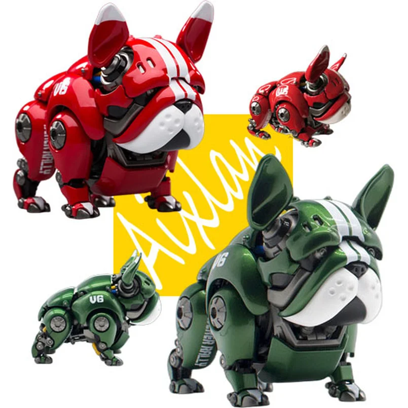 

HWJ RAMBLER Mechanical Bulldog Red Green Robot Dog Action Figure Collection Movable Metallic Texture Trendy Ornaments Toys