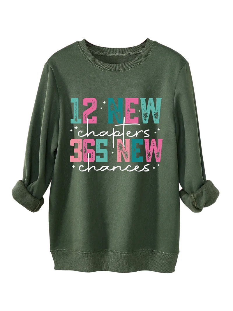 Autumn and winter thickened warm fashion casual 12newchapters365new printed women's crewneck fleece hoodie