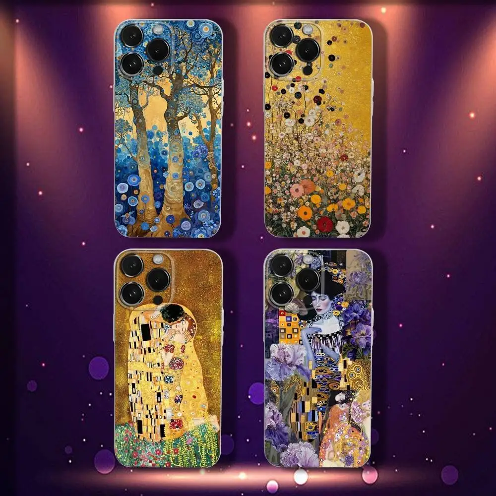 

Gustav A-Art Klimt Phone Case For iPhone 17,16,15,14,13,12,11 Pro,Max,Plus,X,XS,XR,SE4,E Mini Transparent Soft Cover