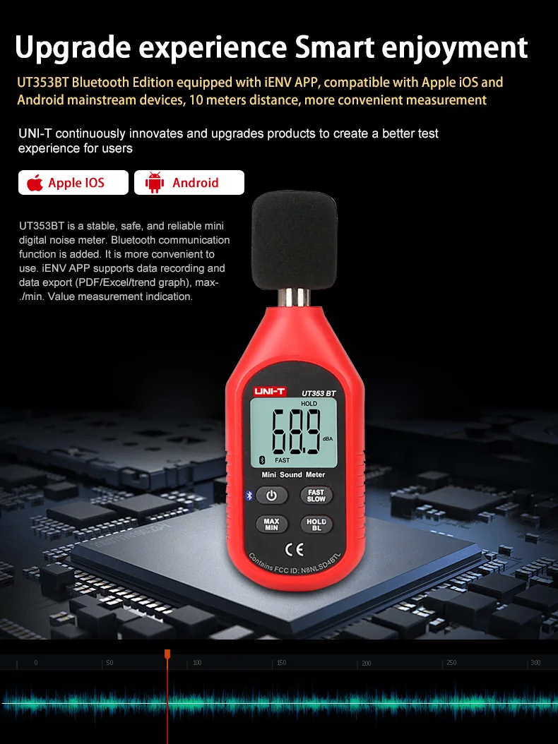 UNI-T Lärmmesser UT353 UT353BT Schallpegelmesser 30 ~ 130 dB Messgerät Dezibelmesser Schalldetektor Digitales Sonometer – Detail 4