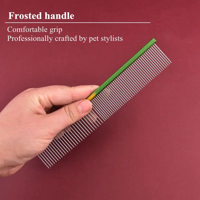 19cm Pet Rainbow Comb Dog Cat Grooming Comb Stainless Steel Pet Comb Dense Teeth Cleaning Brush Hair Removal Pet Supplies