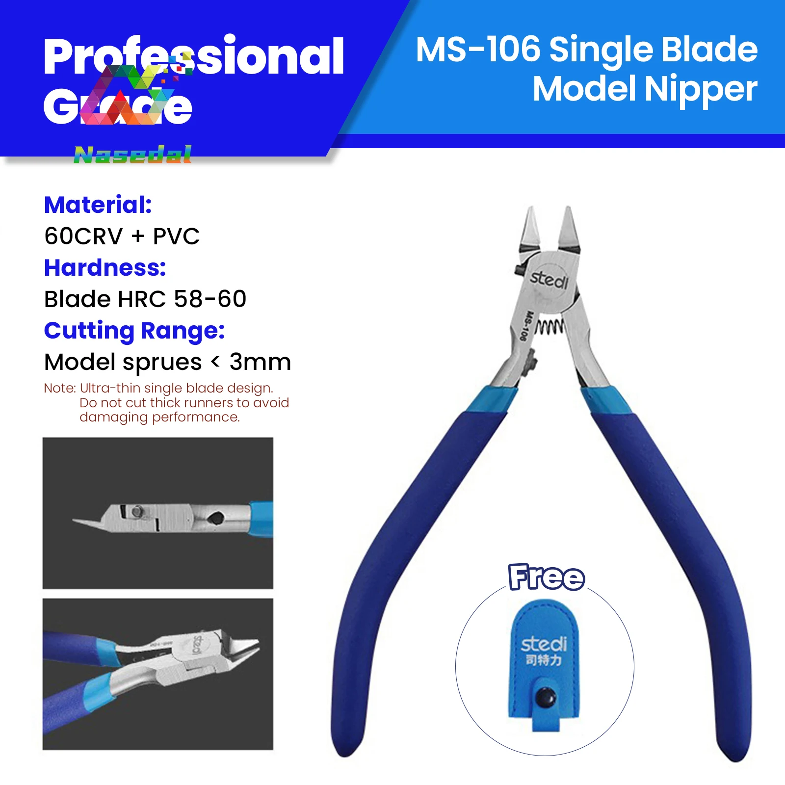 

Stedi MS106 Single-Blade Nipper for Gundam Model Sprue Cutter Ultra-Thin Sharp Plier Assembly Model Cutting Tool Hobby DIY Craft