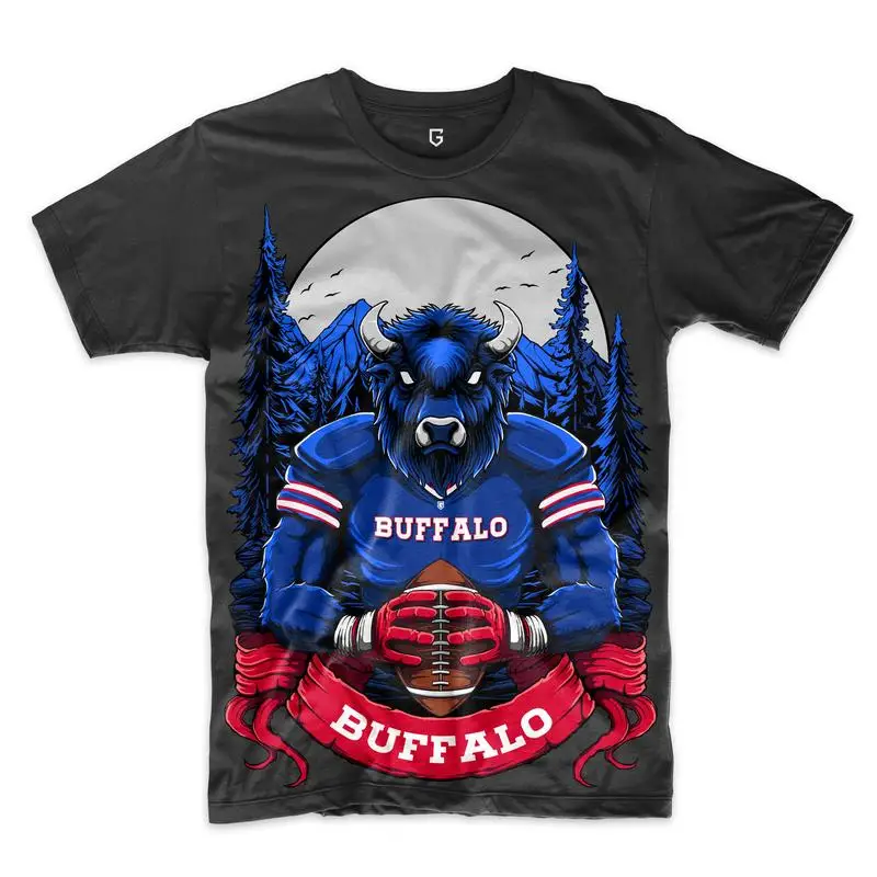 

Buffalo Football Men's T-Shirt Graphic Print Streetwear Y2k Vintage Oversized Tee Gulf Of American Style O-Neck Short Sleeve Top