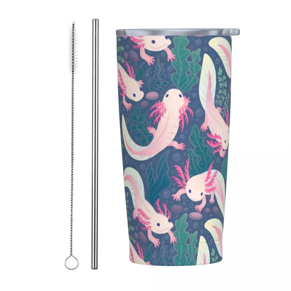 Axolotl Tumbler Vacuum Insulated Travel Kawaii Salamander Coffee Cups Vacuum Flask Stainless Steel Outdoor Mugs Spill Proof 20oz