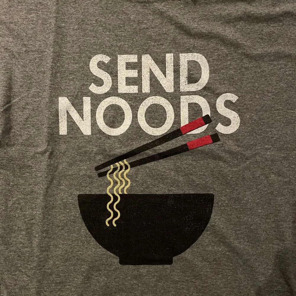 Send Noods T-shirt Grey Size Medium Noodles Chopstick Bowl