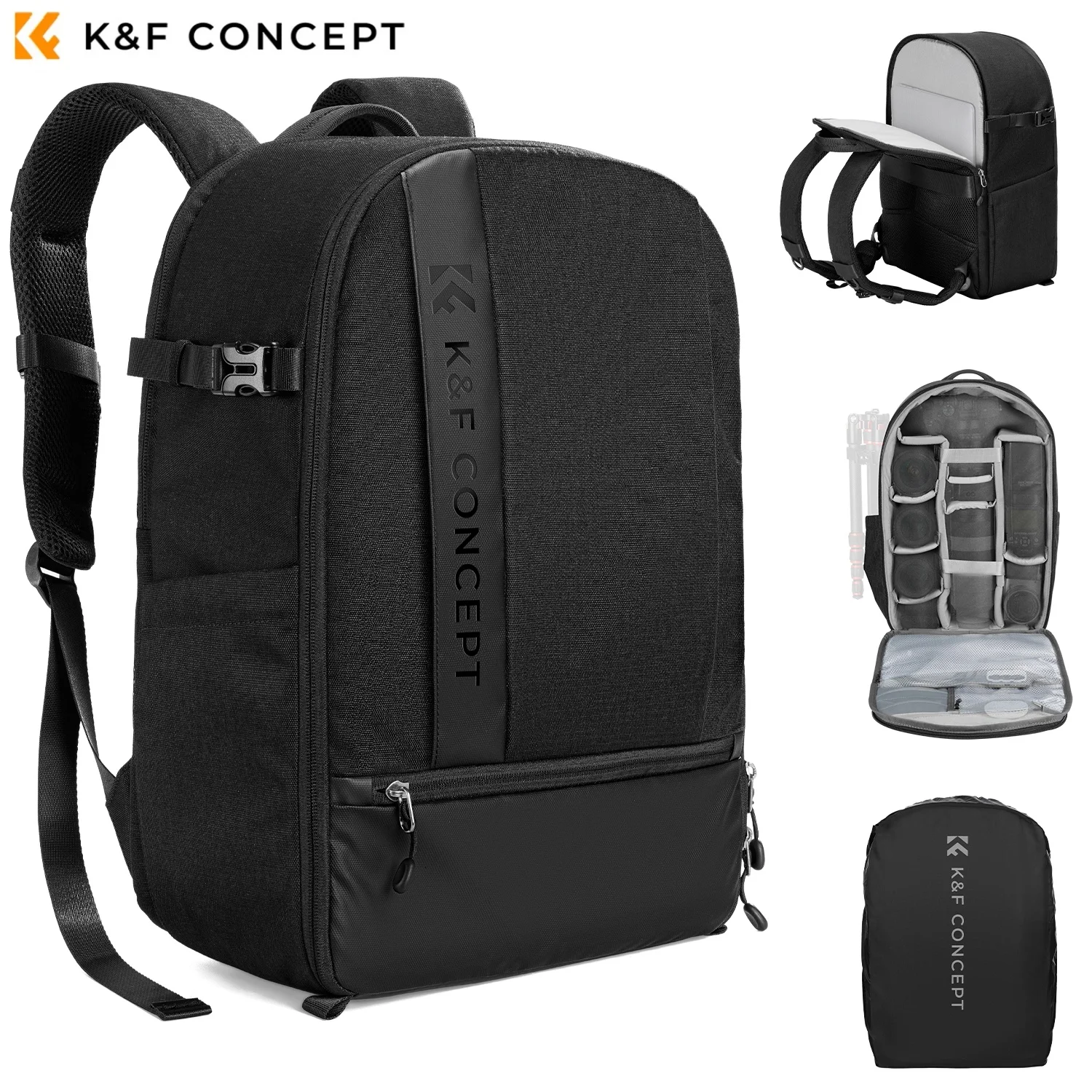 

K&F CONCEPT 18L Professional Camera Backpack Travel Photography Bag for Sony Canon Nikon Sony DSLR with Rain Cover Tripod Buckle