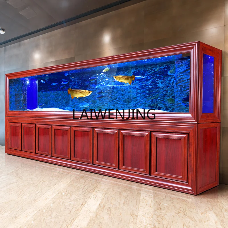 HLZ aquarium household living room large floor partition screen imitation mahogany bottom filter