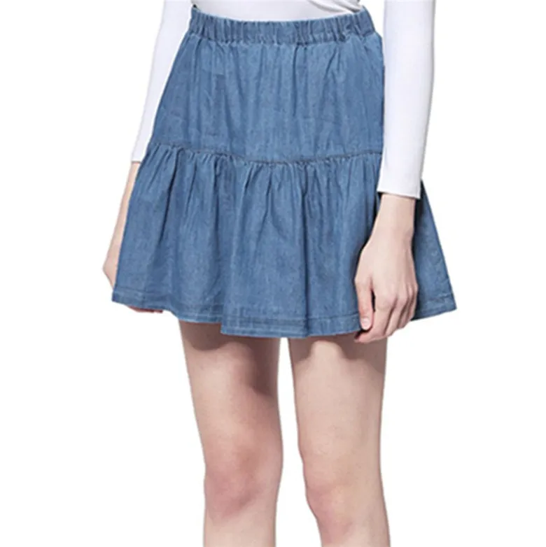 Fashion sweet College Denim ruffled skirt comfortable brand sexy girl mini jeans skirts sexy cotton vintage skirts 5XL 6XL 7XL