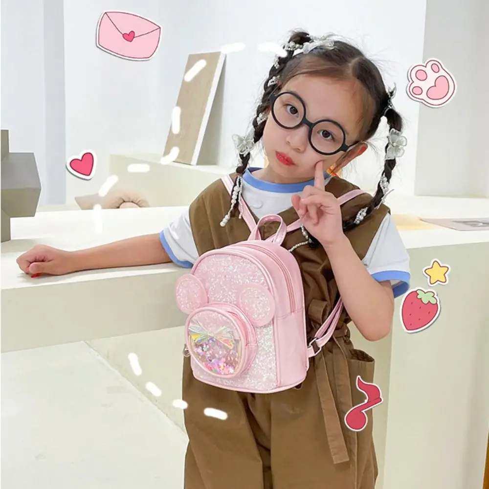 Mochila escolar informal resistente al desgaste con lentejuelas coloridas, bonitas mochilas de princesa ecológicas, mochila escolar de viaje con dibujos animados para niños con orejas grandes