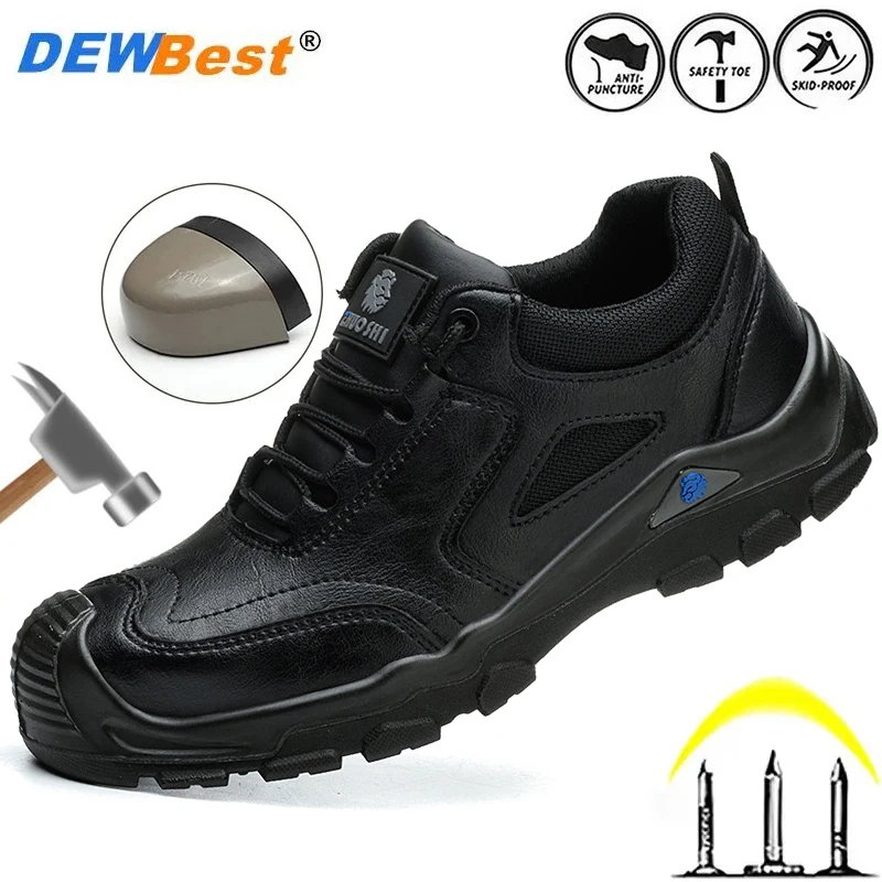 New solid bottom fall and winter wear-resistant men's anti-slip anti-smash anti-puncture construction site shoes plus velvet