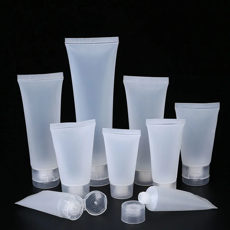 50Pcs Empty 5-100ml Cosmetic Frosted Soft Tubes with Flip Lids Refillable Hand Creams Lotion Containers Plastic Sample Bottles