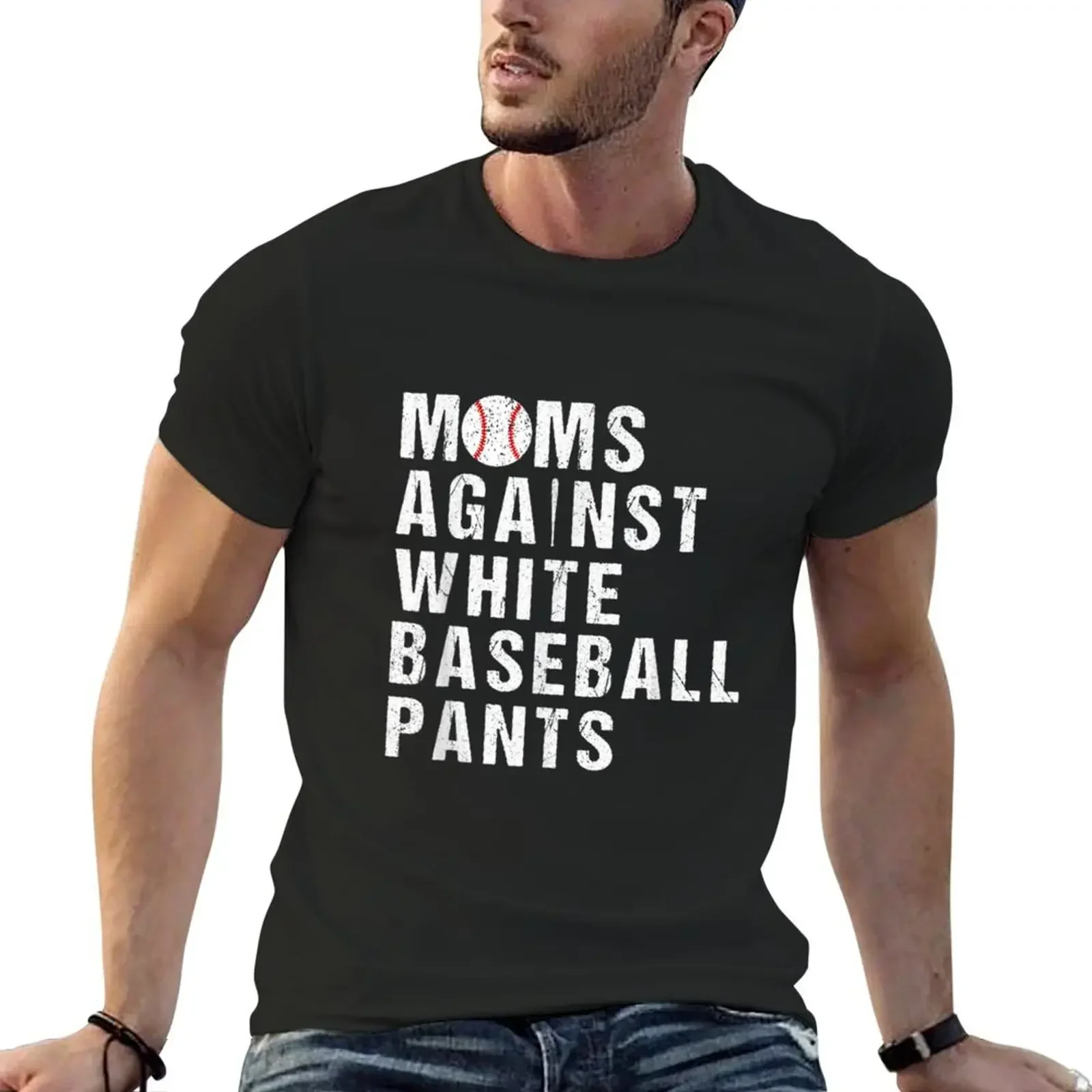 

Moms Against White Baseball Pants Funny Baseball Mom T-Shirt basketball graphic tees graphic t shirts men clothings