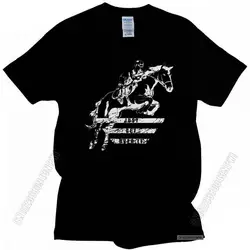 Cool Mens Show Jumping Horse T-Shirt Crew Neck Cotton Tshirt Designer Equestrian Sports Tee Tops Popular T Shirt Apparel