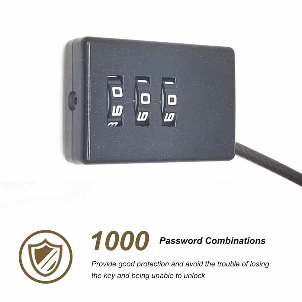 3 Digit Cable Combination Lock  Bold Cable for School Gym Locker,Helmet,Filing Cabinets,Toolbox,Luggage Suitcase image 3