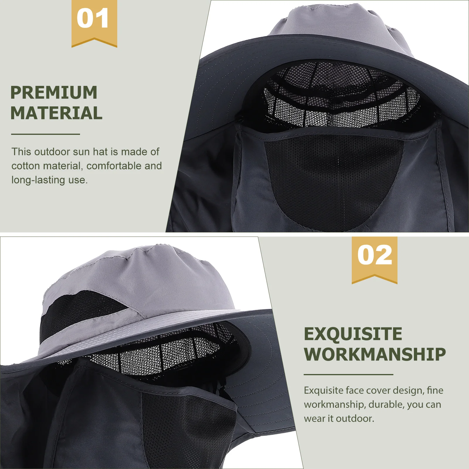 

Sun Protection Hat Cotton Wide Brim Face Cover Breathable Fishing Gardening Outdoor Summer Hat Sun Hats for Men