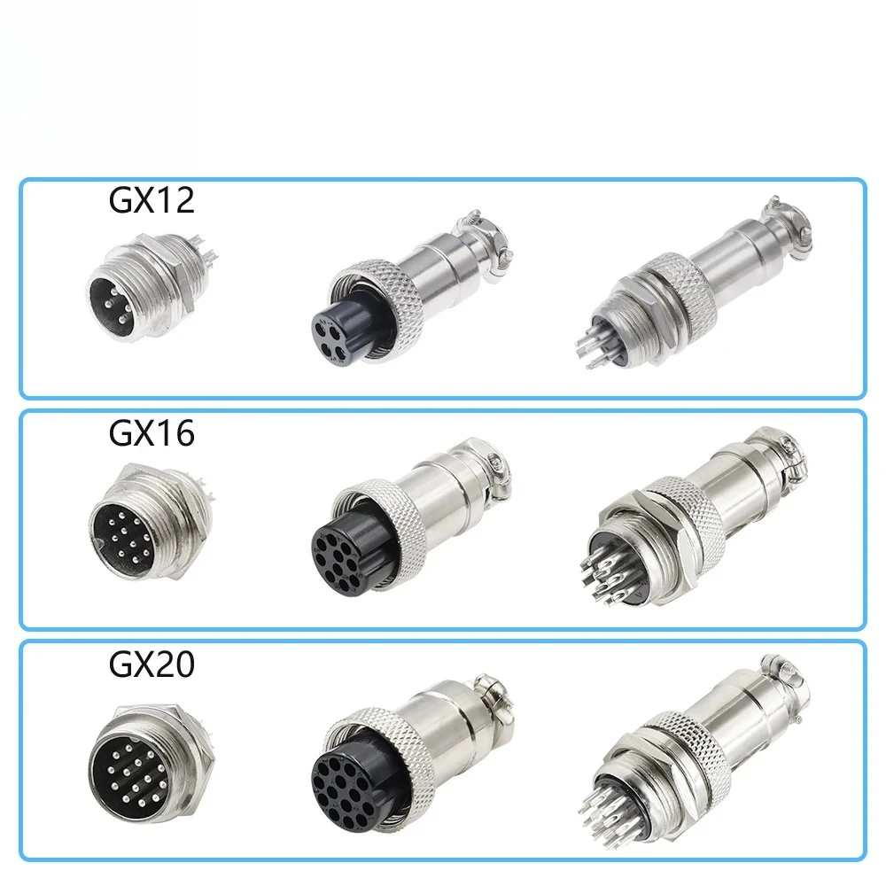 50Set GX12 GX16 GX20 Waterproof Aviation Plug Socket Set 2 3 4 5 6 7 8 9 10 12 14 15 Pin Circular Electrical Connector for LED