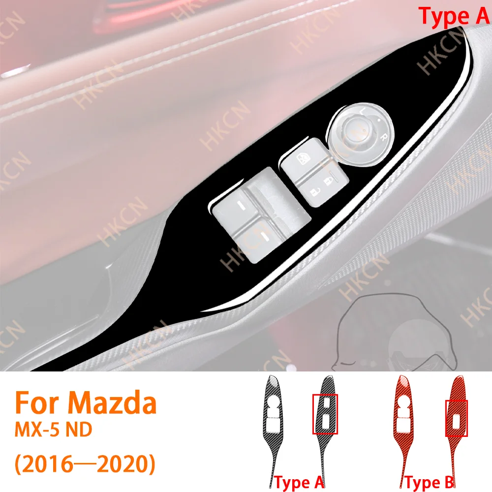 

Carbon Fiber Window Control Lifting Panel Cover Trim Sticker Car Interior Accessories Modification For Mazda MX5 ND 2016—2020