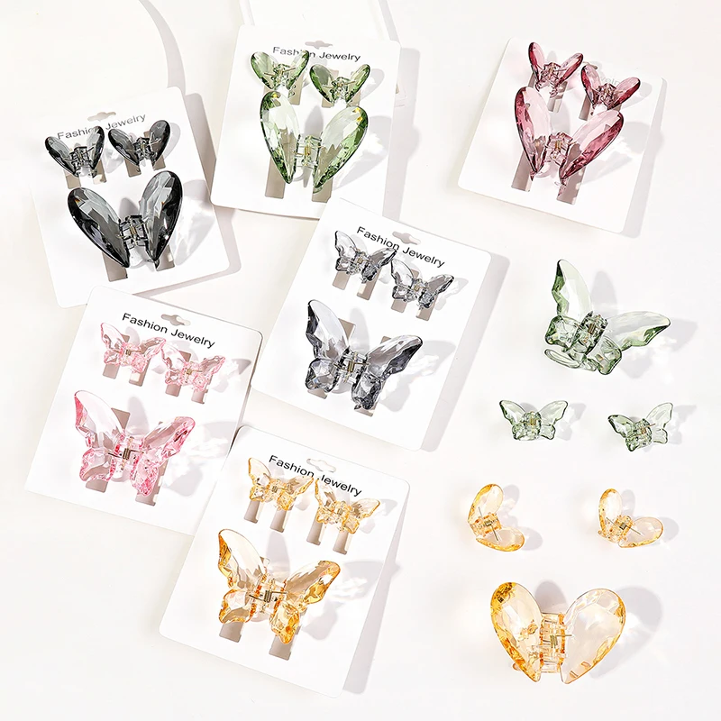 3 Pcs Fashion Butterfly Hair Claw For Women Girls Transparent Large Shark Clips Hairpins Headdress Hair Accessories Gifts