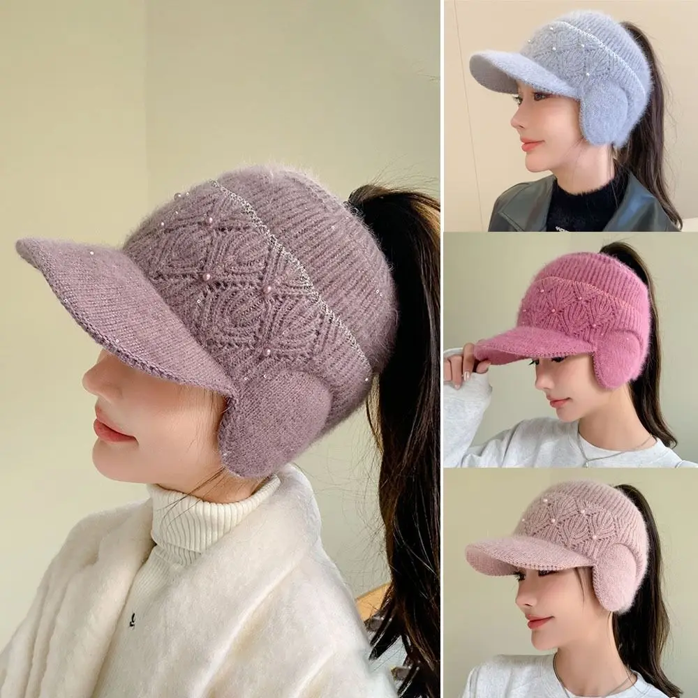 

Fashion Warm Women Plush Hat Ear Protection Cold-proof Girls Baseball Cap Windproof Soft Beanies Hat Outdoor Cycling