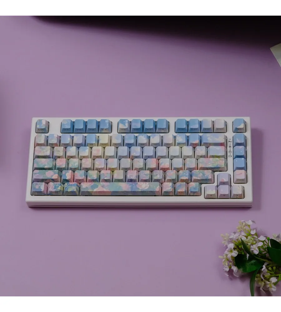 Keycap personality sublimation mechanical keyboard wooting rose garden side engraved transparent keycap PBT original height