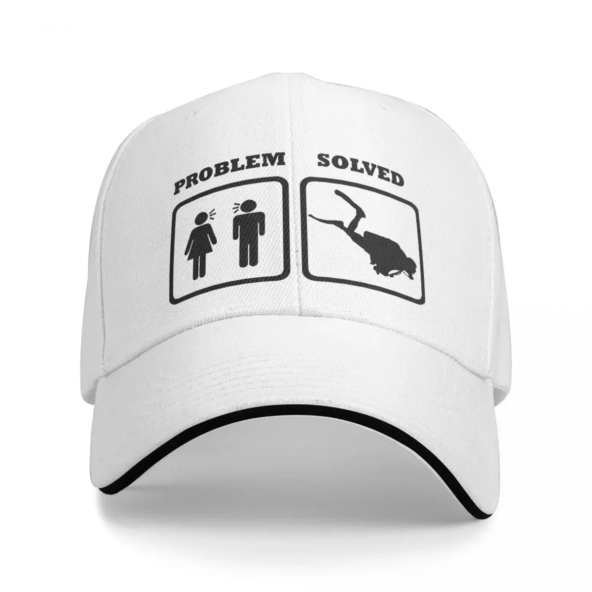 PROBLEM SOLVED WIFE SHOUTING AT DIVER Dive Scuba Diving Multicolor Hat Peaked Women's Cap Personalized Visor Sunprotection Hats