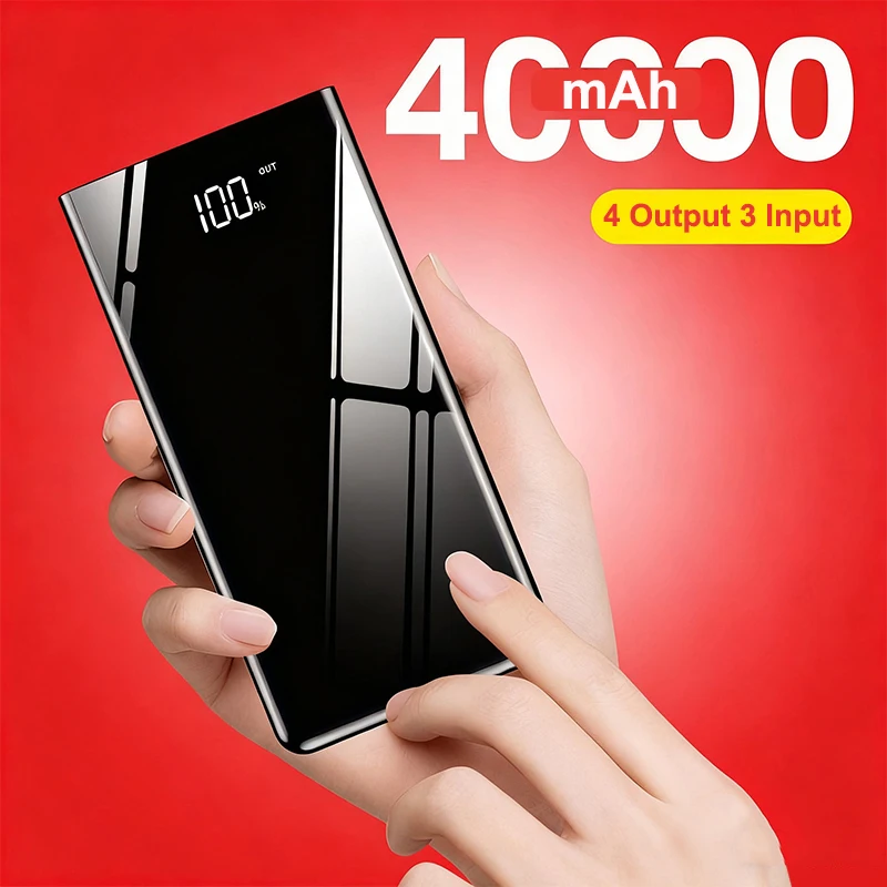

Power Bank 40000mAh Portable Fast Charging PowerBank 40000 mAh 4 USB LED PoverBank External Battery Charger For iPhone 16 Xiaomi