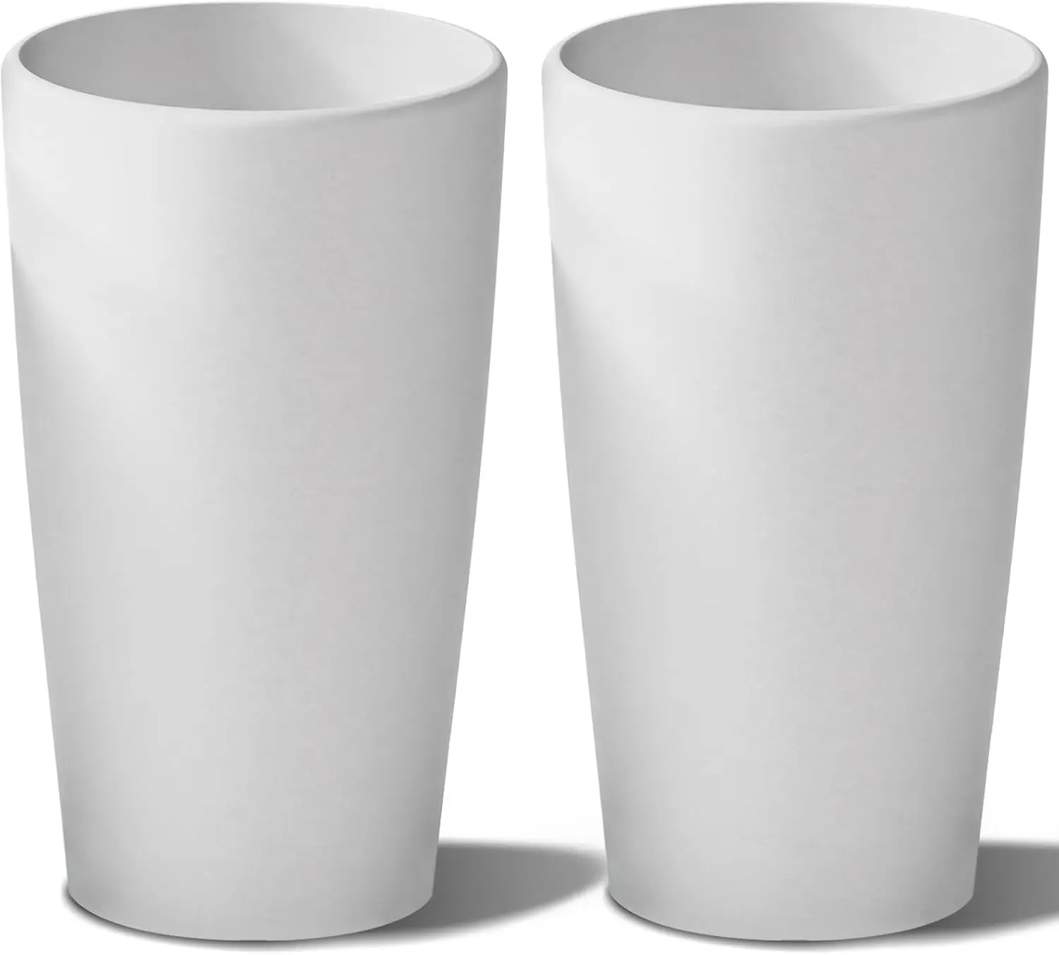 Set of 2 Tall Planters 22 Inch, Large Indoor Outdoor Flower Pots, Modern Decorative Tree Planters, White