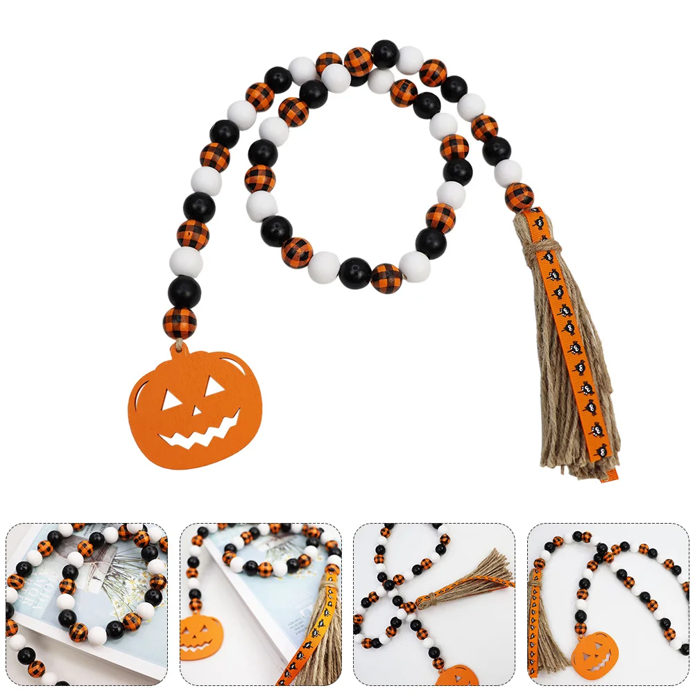 

Halloween Decorations Wood Bead String Flower Garland Hanging Wooden Beads Ornament for
