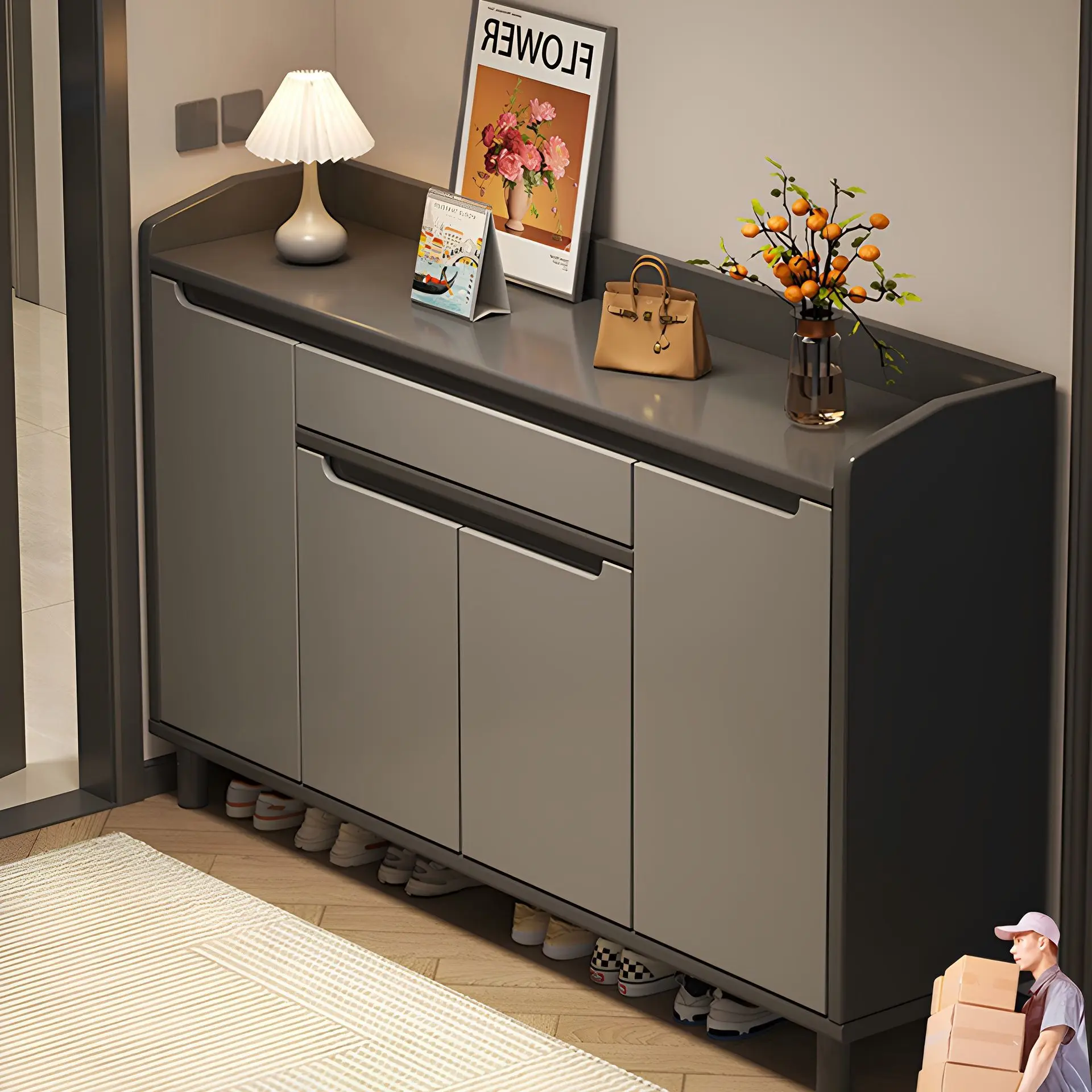 

Тумба для обуви из массива дерева для прихожей, большая вместимость, настенная, экономит пространство, для дома