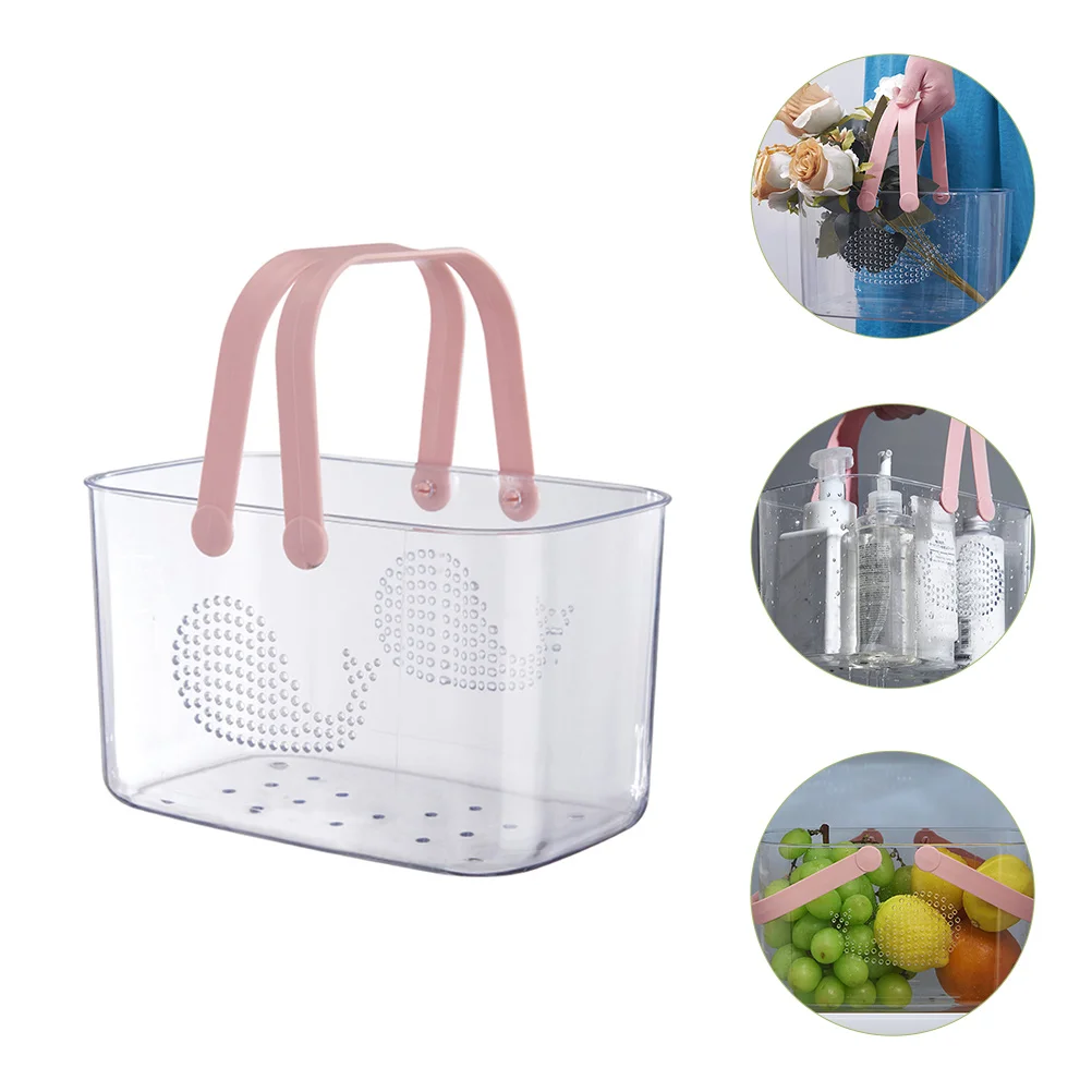 

Plastic Storage Baskets With Handles Bathroom Organizer Shower Basket Portable Thickened Laundry Dorm Tote Basket