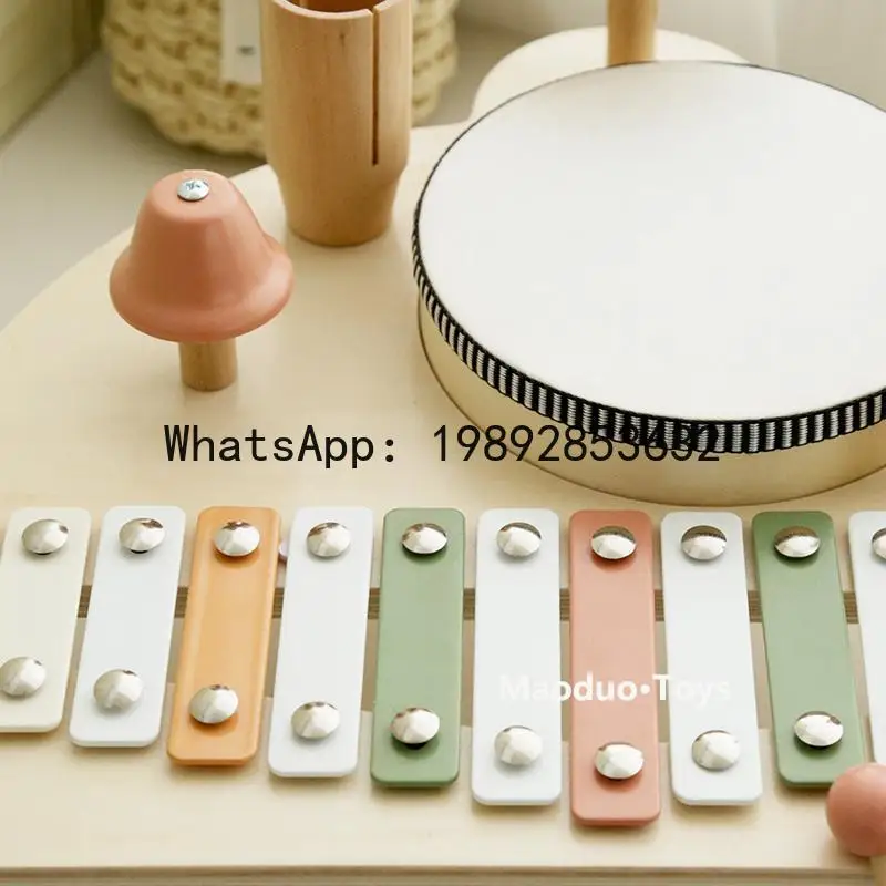 مجموعة طبلة الأطفال لعبة أطفال خشبية أورف قرع أداة تعليمية متعددة الوظائف حامل موسيقى #4