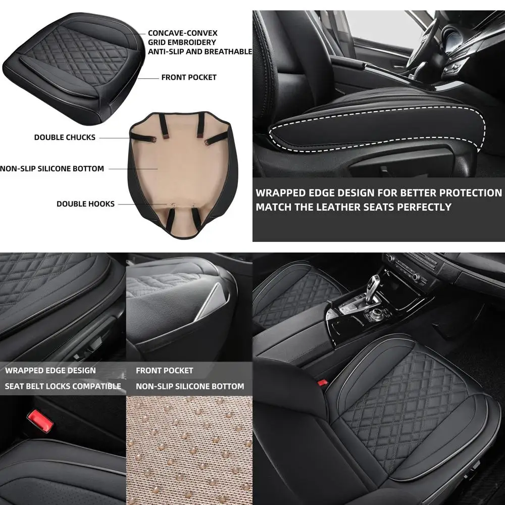 

Чехлы на автомобильные сиденья, передние чехлы на сиденья из искусственной кожи, 2 шт. универсальные нижние чехлы на сиденья для автомобилей, противоскользящие, сумки для хранения, полная упаковка E