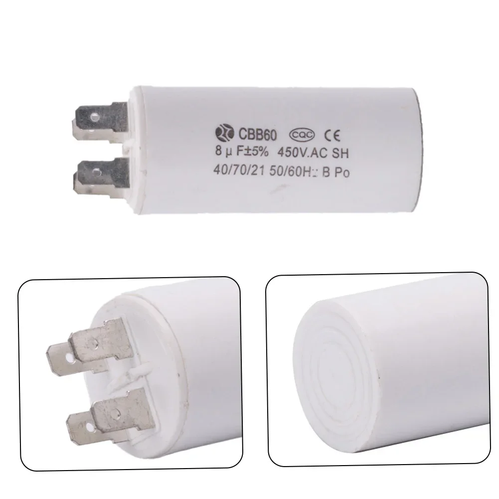 CBB60 Run Capacitor 450VAC 8uf With Wire  Run Round Capacitor For Motor  Electrical Equipment Tool Accessory