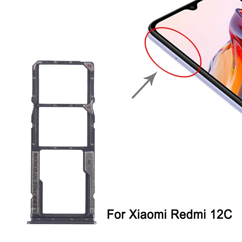 SIM Card Tray For Xiaomi Redmi 12C Phone SIM1 + SIM2 + Micro SD Card Tray Replacement Part