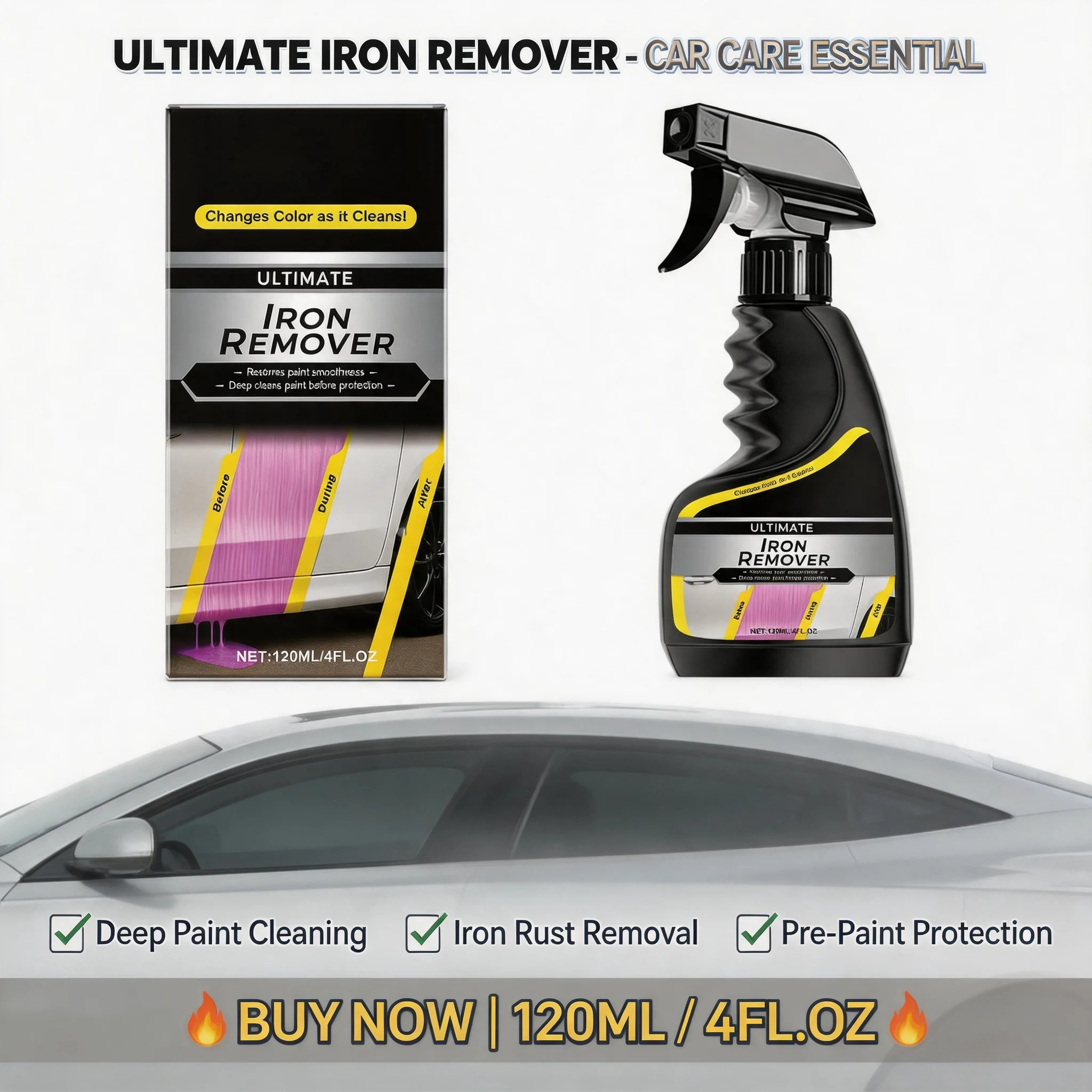 Anti-Rust Cleaning Car Rust Remover Derusting Spray Wheel Hub Care Exhaust Pipe Clean Metal Iron Powder Stain Auto Care