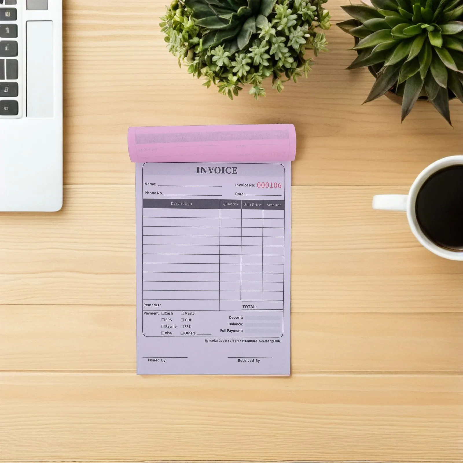 100 Pages Invoice Receipt Book Small Business Universal Fit Order Form for Expenses Record Keeping Dispatch Bill Receipt