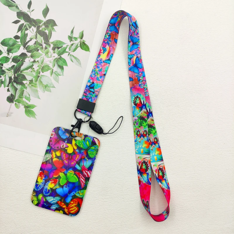 Schmetterling Ausweishalter Lanyards Mädchen Tür Kartenetui Hängendes Seil Frauen Ausweishalter Umhängeband Visitenkarte Geschenk – Detail 5
