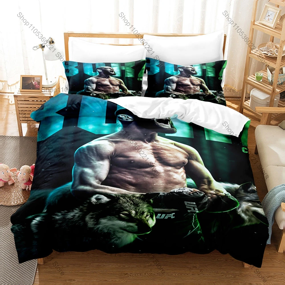 

Personality Khamzat Chimaev Bedding Set New Duvet Cover Pillowcase Champion Borz Fans Gift Twin Full Queen King Fight Fans Wrest